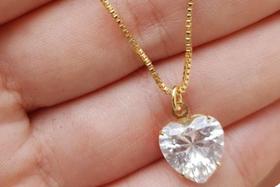 Pingente com Coração de Zircônia Ouro 18K