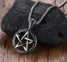 Pingente Com Corrente Aço Inox Wicca Estrela Pentagrama