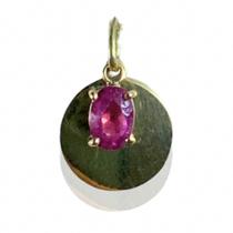 Pingente com Turmalina Rosa e Placa Oval em Ouro 18k Pingente com Turmalina Rosa e Placa Oval em Ouro 18k