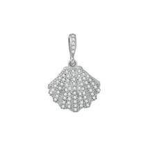 Pingente concha banhado à rhodium cravejado micro zircônia