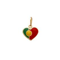 Pingente coração 12mm bandeira "portugal" com resina - Brilhante Folheados