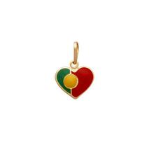 Pingente coração 12mm bandeira "portugal" com resina - Brilhante