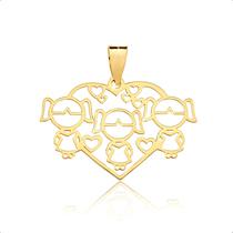 Pingente Coração 3 Meninas Ouro 18k Pingente Coração 3 Meninas Ouro 18k