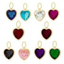 Pingente coração com zircônia ouro 18k