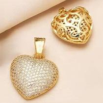 Pingente Coração Cravejado De Zircônias Banho De Ouro 18k 4850
