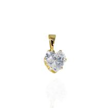 Pingente coração cristal banhado a ouro 18k