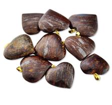 Pingente Coração de Bronzita Natural Prateado - 03 Unidades Atacado Pingente Coração de Bronzita Natural Prateado - 03 Unidades Atacado