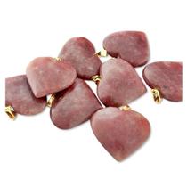 Pingente Coração de Quartzo Morango Natural com Montagem Dourada - Atacado Pingente Coração de Quartzo Morango Natural com Montagem Dourada - Atacado