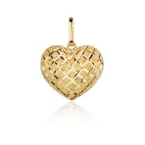 Pingente Coração Em Ouro 18k Diamantado Grande 13,50mm