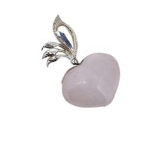 Pingente coração em prata com quartzo rosa Pingente coração em prata com quartzo rosa