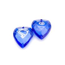 Pingente Coração Facetado Acrílico Azul Transparente 19x22mm 100pçs 250g