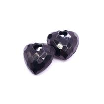 Pingente Coração Facetado Acrílico Preto 22mm 30pçs 90g