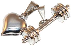 Pingente Coração Halter Peso Academia Exercícios Níquel