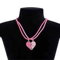 pingente coração + kit 2 colares amigas best friend presente moda rosa ajustavel Qualidade Premium