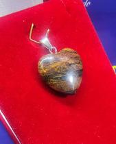 Pingente Coração Marrom Com Detalhes Pedra Natural Prata 925 Peso 3.57 Gramas Pingente Coração Marrom Com Detalhes Pedra Natural Prata 925 Peso 3.57 Gramas