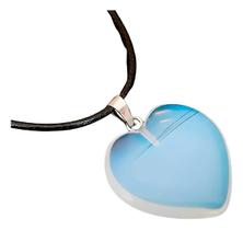 Pingente Coração Pedra Da Lua Natural Love Azul Cristal