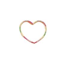 Pingente Coração Pedras Coloridas Vazado Grande Pingente Coração Pedras Coloridas Vazado Grande