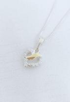 Pingente Coração Prata 925 Com Aplique Ouro E Zircônias Pingente Coração Prata 925 Com Aplique Ouro E Zircônias