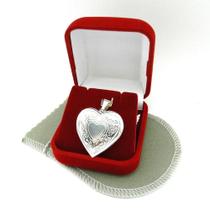 Pingente Coração Relicário 3cm Folheada Prata Pi181