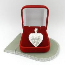 Pingente Coração Relicario 3cm Folheado Prata Pi215 Pingente Coração Relicario 3cm Folheado Prata Pi215