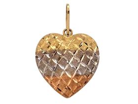 Pingente Coração Tricolor Em Ouro 18K
