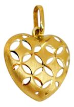 Pingente Coração Vazado Leve 13mm Ouro 18k Pingente Coração Vazado Leve 13mm Ouro 18k