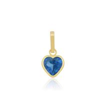 Pingente Coração Zircônia Azul 6mm em Ouro 18K Pingente Coração Zircônia Azul 6mm em Ouro 18K