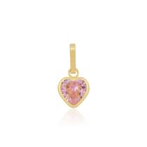 Pingente Coração Zircônia Rosa 6mm em Ouro 18K