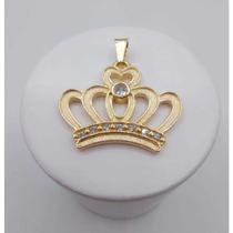Pingente coroa de xangô banhado a ouro 18k
