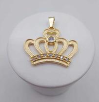 Pingente coroa de xangô banhado a ouro 18k