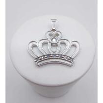 Pingente coroa de xangô banhado a rhodium