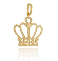 Pingente Coroa Trabalhada Grande Em Ouro 18k