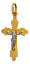 Pingente Crucifixo Bicolor Fosco Em Ouro 18k Pingente Crucifixo Bicolor Fosco Em Ouro 18k