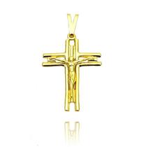 Pingente Crucifixo com Jesus Dourado 3,4cmX2,5cm Banhado a Ouro