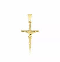 Pingente Crucifixo Jesus Cristo Folheado Ouro 18k