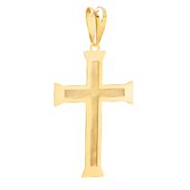 Pingente Crucifixo Parte central Fosqueada Ouro 18K (750) 38 MM