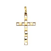 Pingente Crucifixo Quadrado 3,5 cm Vazada Em Ouro 18K