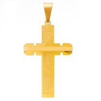 Pingente Cruxifixo Dourado Grande Aço Inixidável 316L