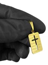 Pingente Cruz 3d Pergaminho Banhado A Ouro 18k
