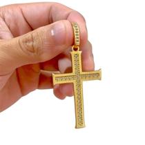 Pingente Cruz Brilhante G Banhado Ouro 18k Unissex Pingente Cruz Brilhante G Banhado Ouro 18k Unissex