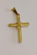 Pingente Cruz Chapa Com Corda 3cm