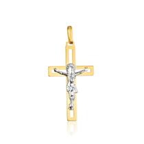 Pingente Cruz com Cristo Crucifixo 2 Cores Ouro 18k