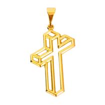 Pingente Cruz Crucifixo 3D Folheada a Ouro 18k Semijoia