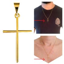 Pingente Cruz Crucifixo Banhado a Ouro 18k Masculino/ Feminino