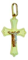 Pingente Cruz Crucifixo Bicolor Ouro 18k