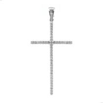 Pingente cruz crucifixo cravejado grande - prata 925 - jromero artigos