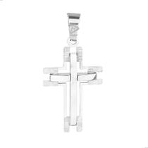 Pingente cruz crucifixo relevo vazado - aço inoxidável - jromero artigos