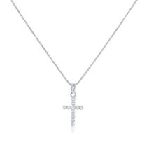 Pingente Cruz de Ouro Branco com 10 Diamantes