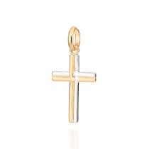 Pingente Cruz Folheado A Ouro Com Rhodium Rommanel 542627