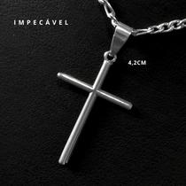 Pingente Cruz Lisa Aço Inox Unissex Masculino Feminino Antialérgico Resistente Exclusivo Premium Brilhante Que Nao Escurece Jesus Cirurgico Maçiça Fé
